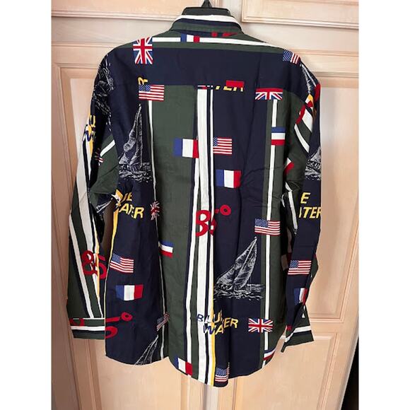 Vintage NWT 90s Nautica Shirt Blue Water Flag Button Down Size Large - Picture 3 of 10